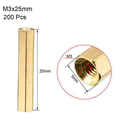 Harfington Uxcell 10Stk. M3x25 Buchse- Buchse Messing PCB Motherboard Abstandhalter Ständer