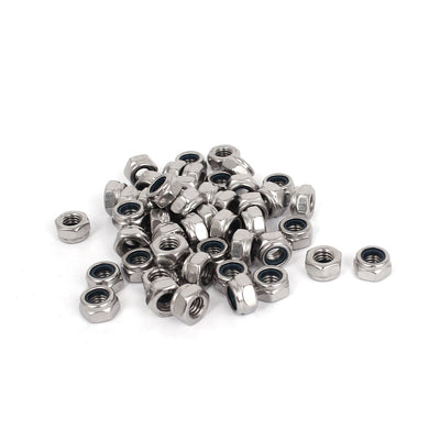 Harfington Uxcell M6 x 1mm 304 Stainless Steel  Nylon Insert Hex Lock Nuts 50pcs