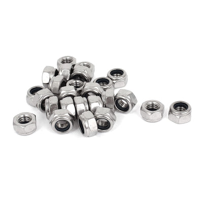 Harfington Uxcell M8 x 1.25mm 304 Stainless Steel Nylock Nylon Insert Hex Lock Nuts 25pcs