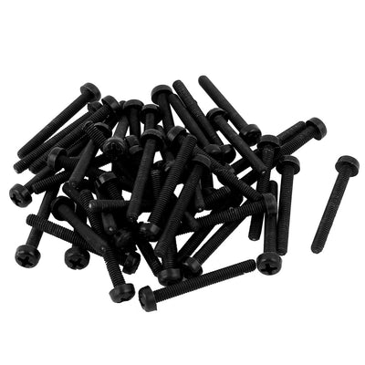 Harfington Uxcell M3 x 25mm Nylon Phillips Cross Pan Head Machine Screws Black 50 PCS