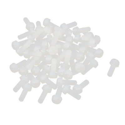 Harfington Uxcell M3 x 8mm Nylon Phillips Cross Pan Head Machine Screws White 50 PCS