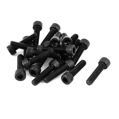 Harfington Uxcell M6x25mm 12.9 Alloy Steel Screw Cap Point Hex Socket Screws Bolts Black 20Pcs