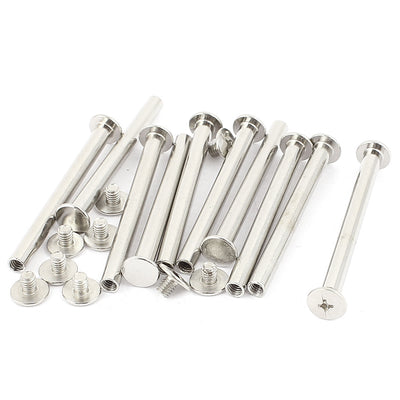 Harfington Uxcell 10Pcs M5x55mm Nickel Plated Binding Screw Post for Scrapbook Photo Albums