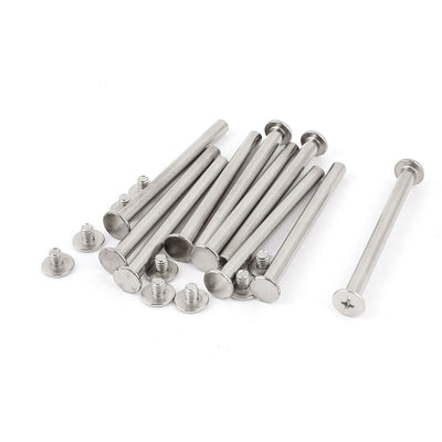 Harfington Uxcell 10Pcs 5x60mm Nickel Plated Binding Screw Post for Scrapbook Photo Albums