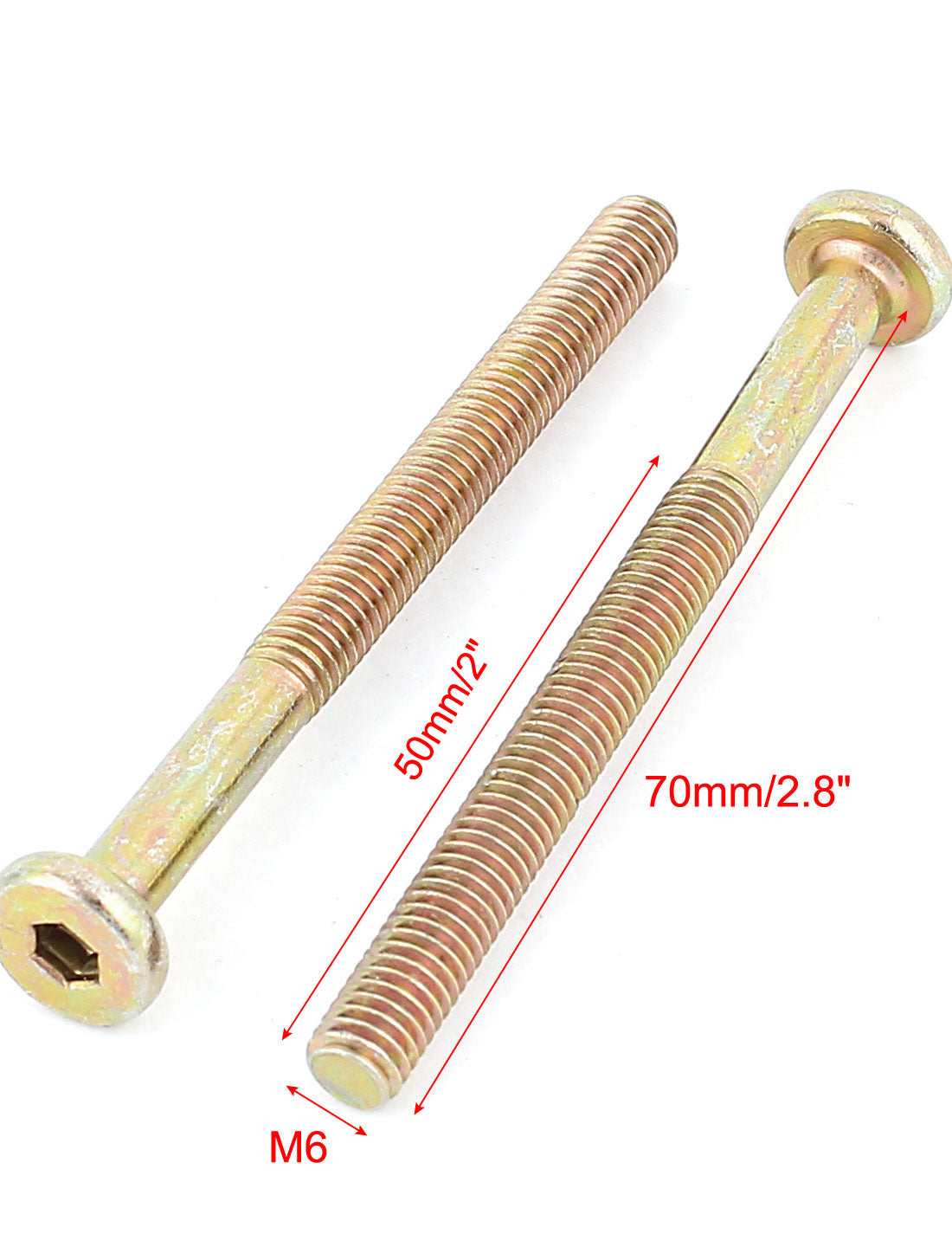 uxcell Uxcell M6 x 70mm Threaded 1mm Pitch Hex Socket Head Cap Screws Bolts Bronze Tone 5 Pcs