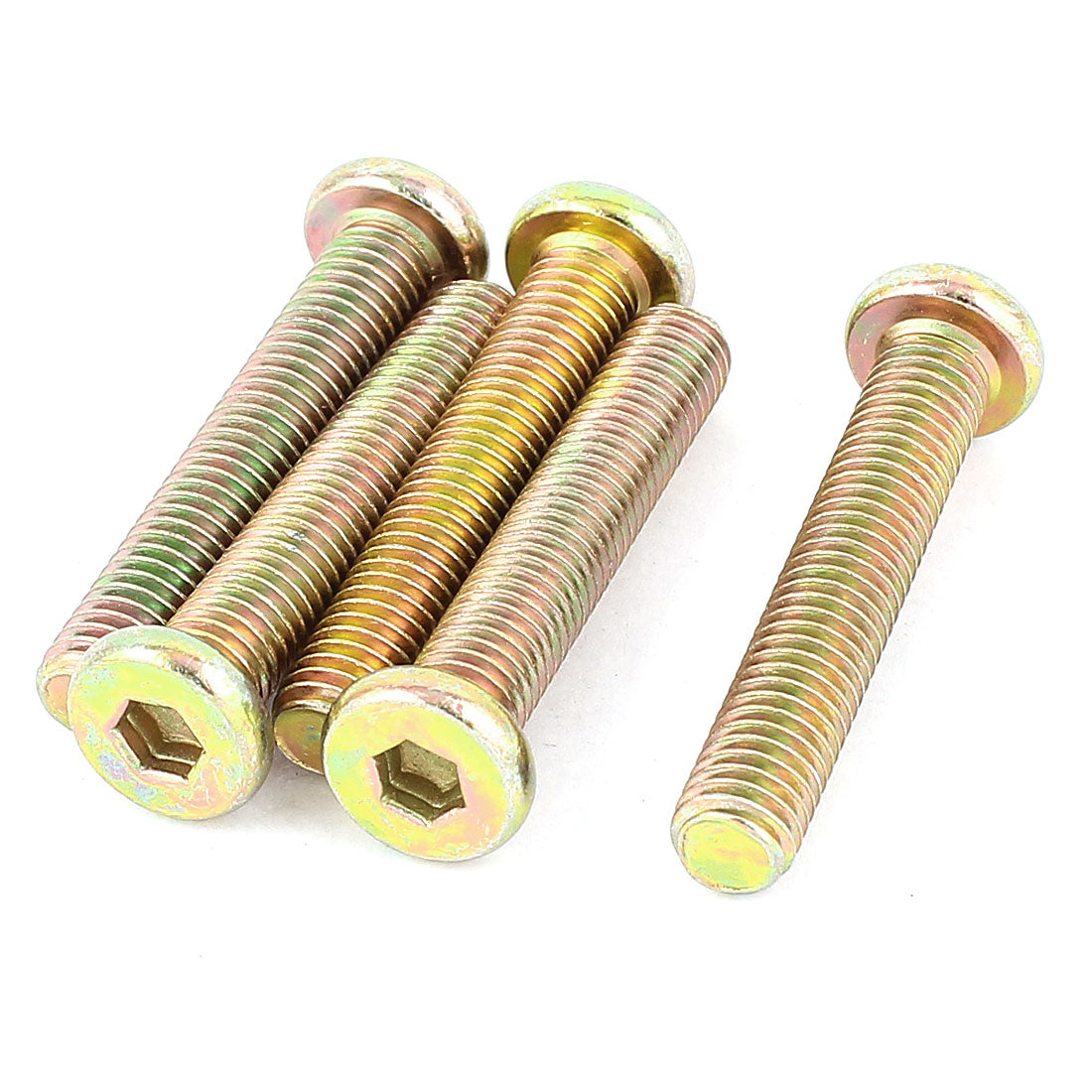 uxcell Uxcell M8 x 45mm Threaded Hexagon Socket Head Cap Screws Bolts Bronze Tone 5 Pcs