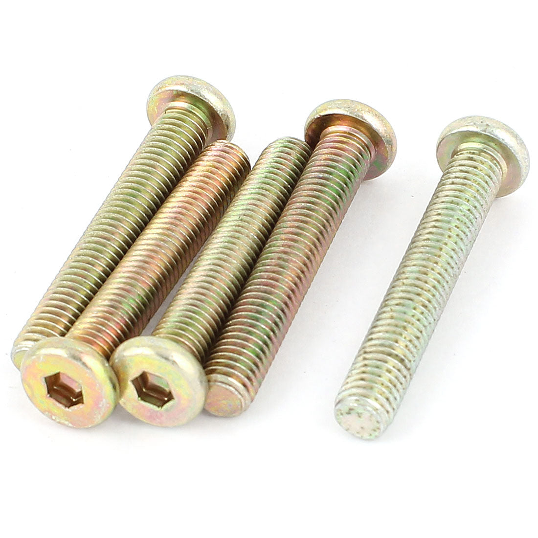 uxcell Uxcell M8 x 50mm Full Thread Hex Socket Head Cap Screws Bolts Bronze Tone 5 Pcs