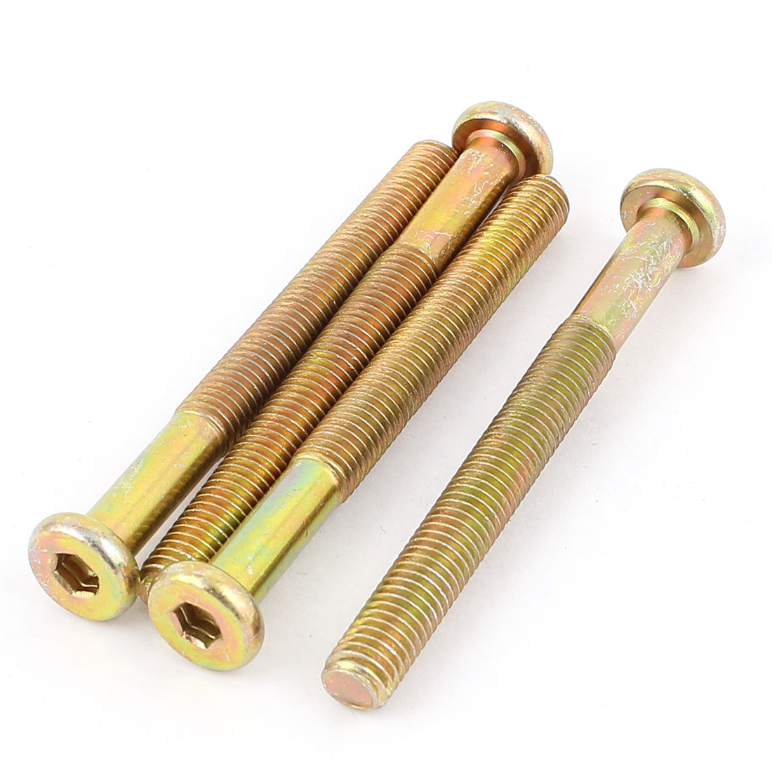 uxcell Uxcell M8 x 80mm Threaded Hex Socket Head Cap Screws Bolts Bronze Tone 4 Pcs