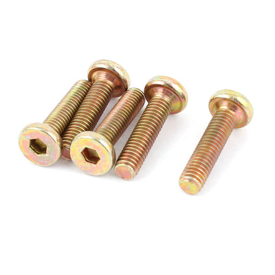 Harfington Uxcell M6 x 25mm Threaded Hexagon Socket Head Cap Screws Bolts Bronze Tone 5 Pcs