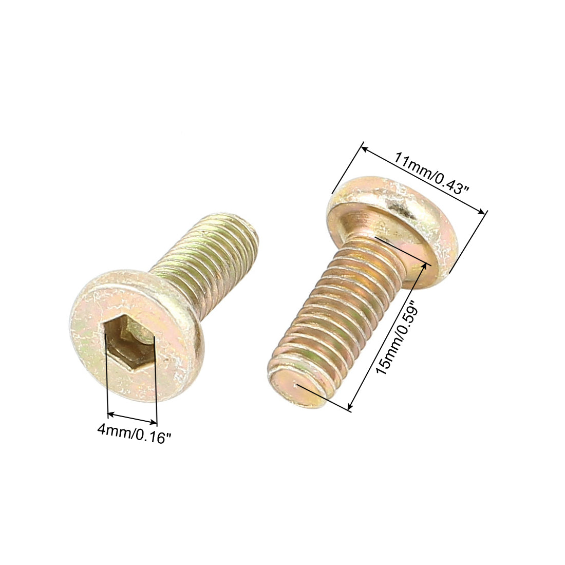 uxcell Uxcell M6 x 15 mm Gewinde Hex Socket Head Cap Schrauben Schrauben Bronze Tone 6 PCS de