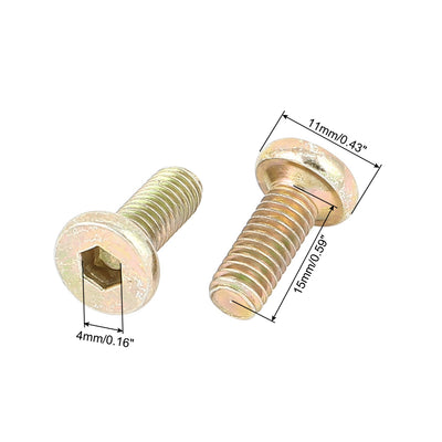 Harfington Uxcell M6 x 15 mm Gewinde Hex Socket Head Cap Schrauben Schrauben Bronze Tone 6 PCS de