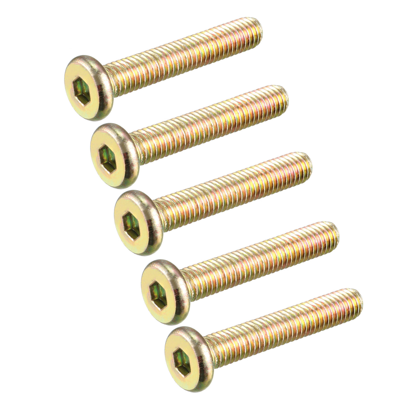 uxcell Uxcell M6 x 35mm Full Thread Hexagon Socket Round Head Screws Bolts Bronze Tone 5 Pcs