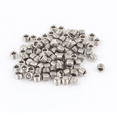 Harfington Uxcell M5x4mm Stainless Steel Hex Socket Set Cup Point Grub Screws Silver Tone 100Pcs