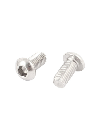 Harfington Uxcell M6x12mm Stainless Steel Button Head Hex Socket Cap Screws Silver Tone 50Pcs