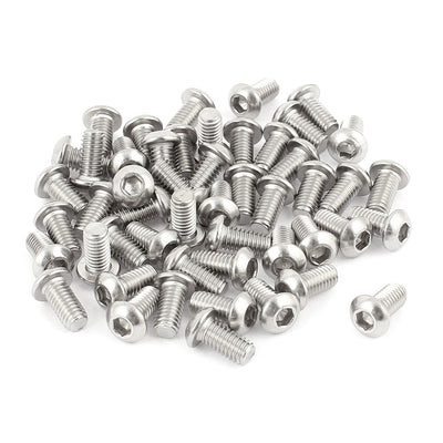 Harfington Uxcell M6x12mm Stainless Steel Button Head Hex Socket Cap Screws Silver Tone 50Pcs