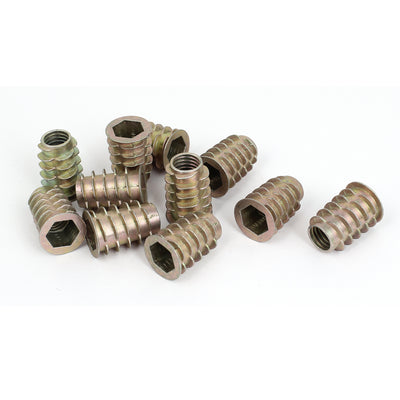 Harfington Uxcell 11Pcs M10x25mm Zinc Plated Hex Socket Screw in Thread Insert Nut for Wood