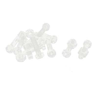 Harfington Uxcell M4 x 16mm Plastic Hex Nuts Phillips Pan Head Machine Screw Bolt Clear 10pcs