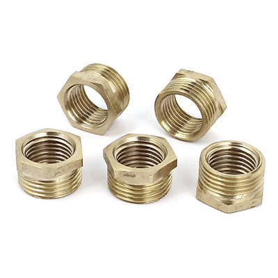 Harfington Uxcell 3/8BSP Male x 1/4BSP Female Thread Brass Reducer Hex Bushing Pipe Fitting 5pcs