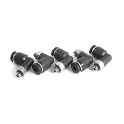 Harfington Uxcell 5Pcs 5mm Male Thread to 4mm Air Pneumatic Elbow Quick Connect Connectors