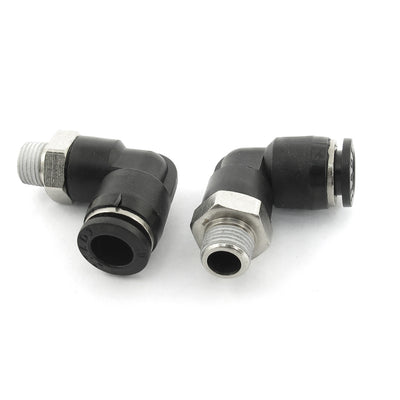 Harfington Uxcell 5Pcs 1/8BSP Male to 8mm Air Pneumatic Elbow Quick Connect Connectors