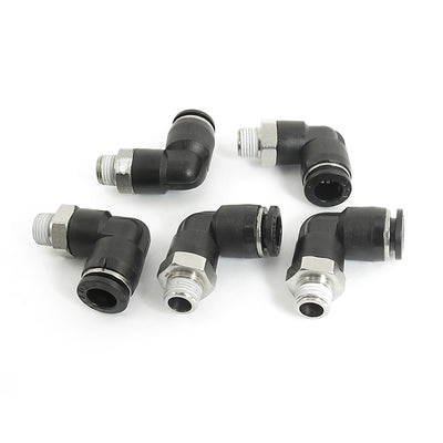 Harfington Uxcell 5Pcs 1/8BSP Male to 8mm Air Pneumatic Elbow Quick Connect Connectors