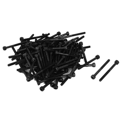 Harfington Uxcell M3x35mm 12.9 Alloy Steel Screw Cap Point Hex Socket Screws Bolts Black 100Pcs