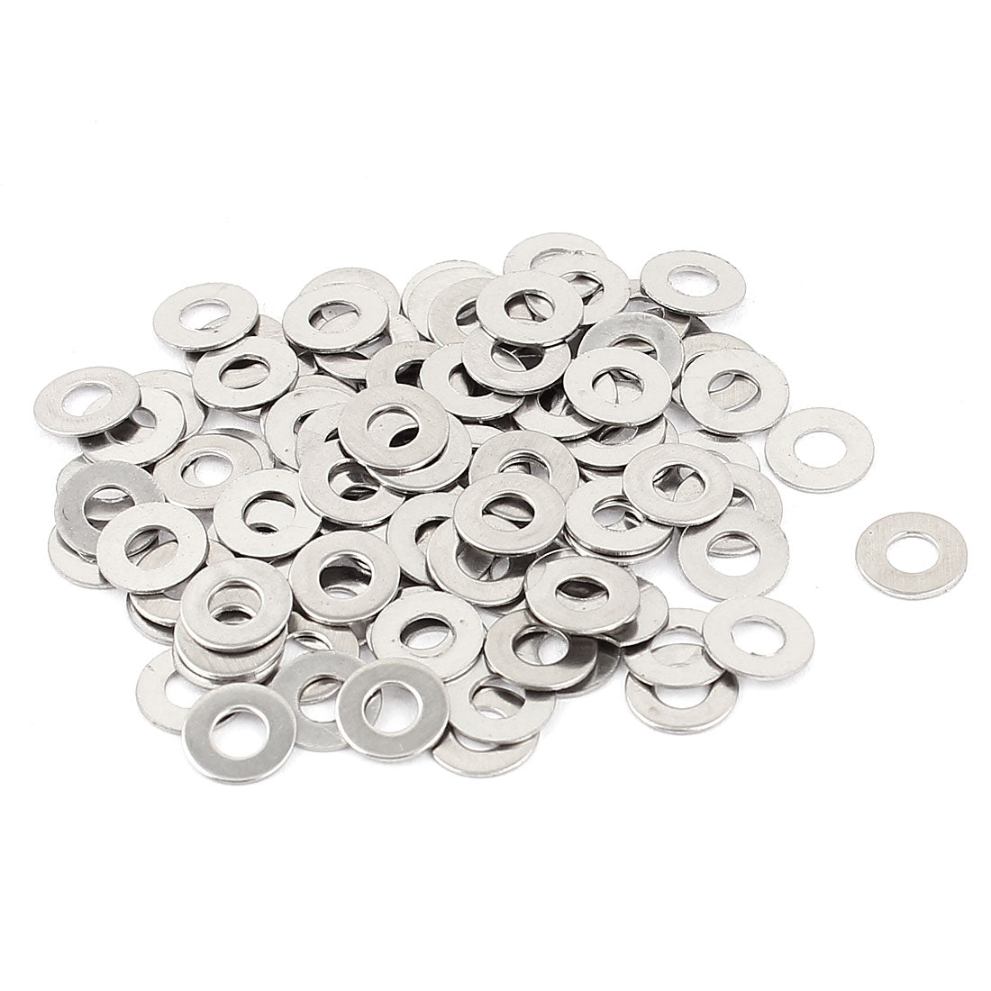 uxcell Uxcell 100Pcs M3 x 7mm x 0.5mm 304 Stainless Steel Flat Washer for Screw Bolt