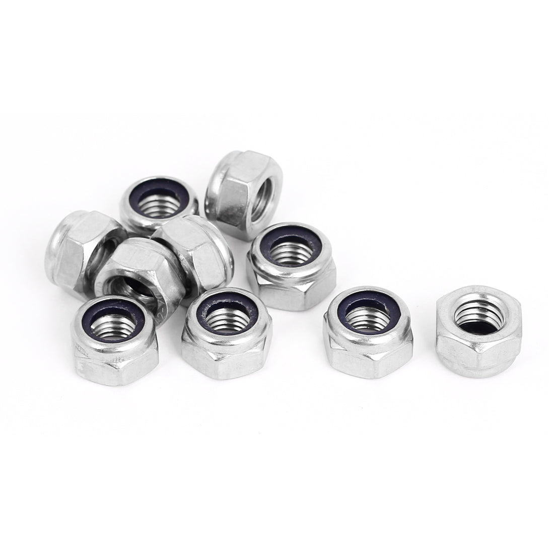 uxcell Uxcell M12x1.75mm Hex Lock Nut Stainless Steel Nylon Insert Self-Lock Nut, 10Pcs Silver