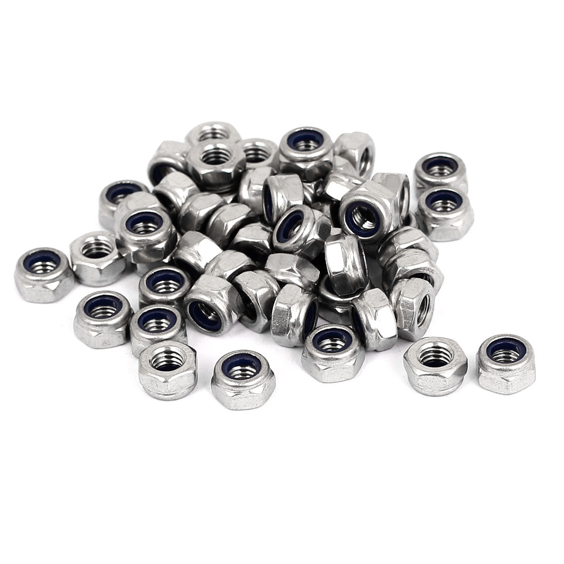 uxcell Uxcell M6 x 1mm Stainless Steel Nylock Self-Locking Nylon Insert Hex Lock Nuts 50pcs