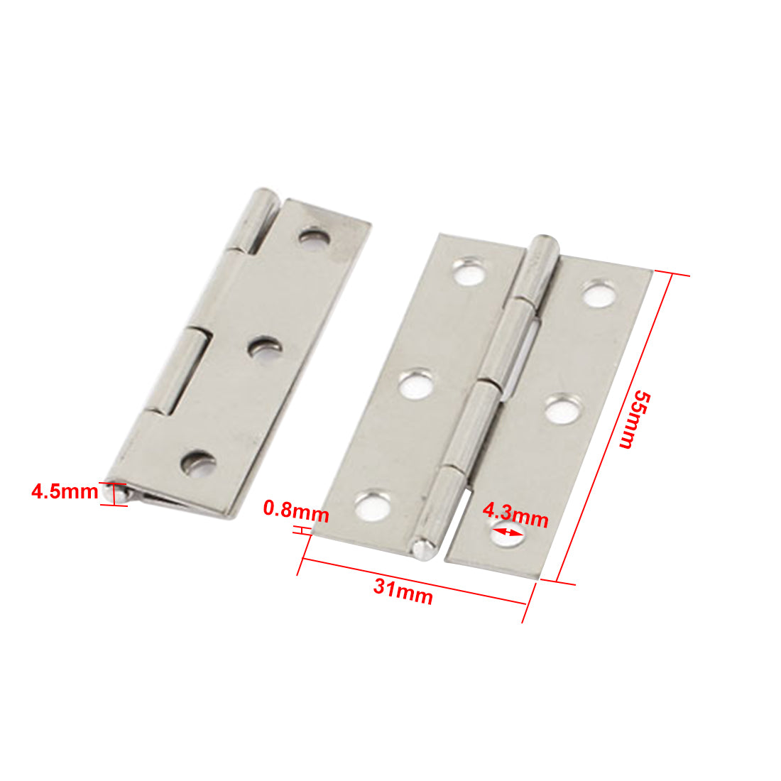 uxcell Uxcell 6 Mounting Holes Stainless Steel Hinges 2.2" Long 20 Pcs