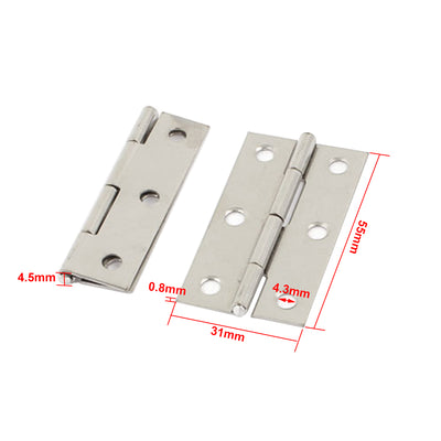 Harfington Uxcell 6 Mounting Holes Stainless Steel Hinges 2.2" Long 20 Pcs