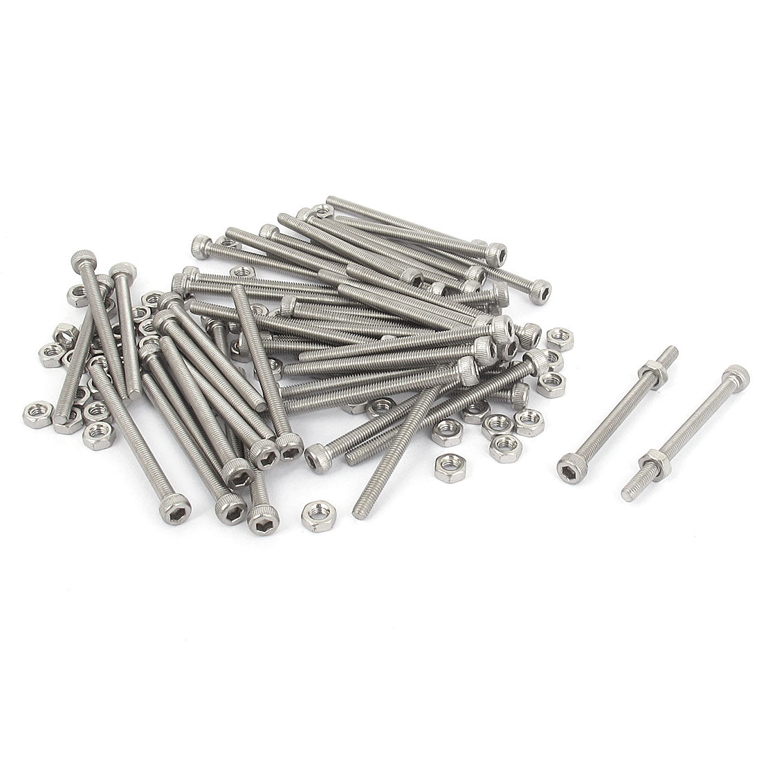 uxcell Uxcell M3x40mm Stainless Steel Hex Socket Head Knurled Cap Screws Bolts Nut Set 50Pcs