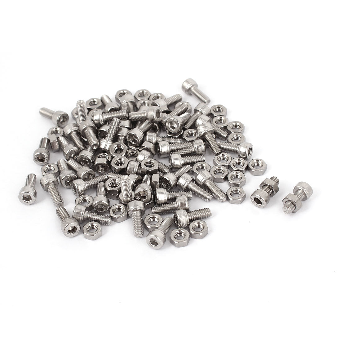 uxcell Uxcell M4x10mm Stainless Steel Hex Socket Head Knurled Cap Screws Bolts Nut Set 50Pcs