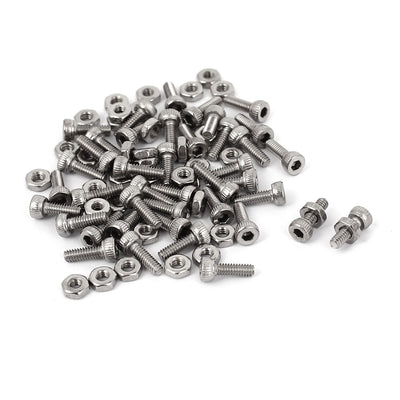 Harfington Uxcell M2x6mm Stainless Steel Hex Socket Head Knurled Cap Screws Bolts Nut Set 50Pcs