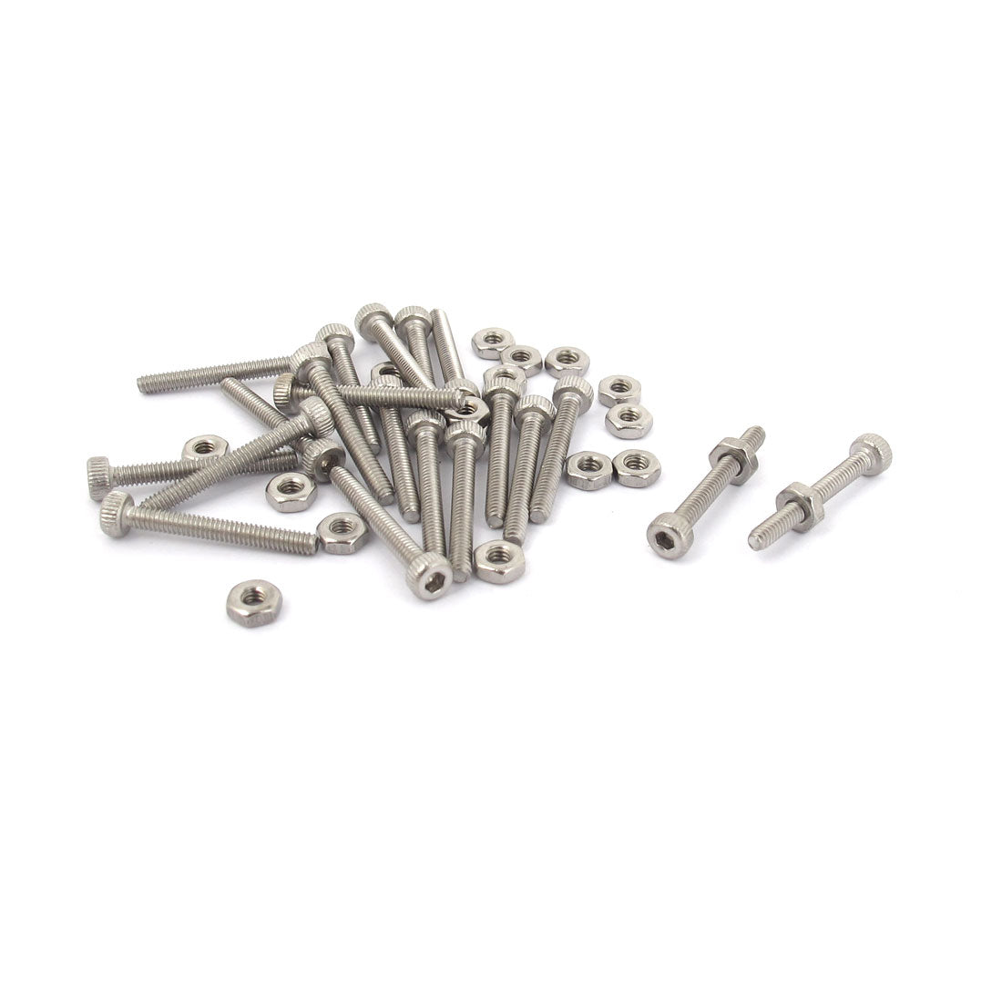 uxcell Uxcell M2x16mm Stainless Steel Hex Socket Head Knurled Cap Screws Bolts Nut Set 20Pcs