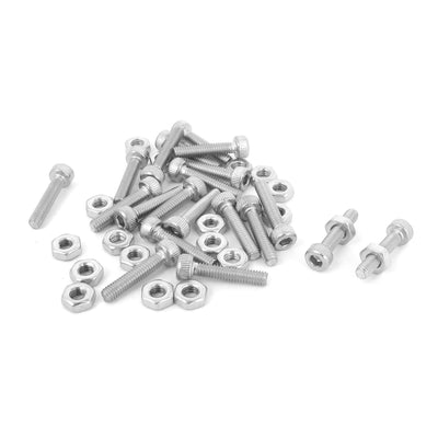 Harfington Uxcell M2.5x12mm Stainless Steel Hex Socket Head Knurled Cap Screws Bolts Nut Set 20Pcs