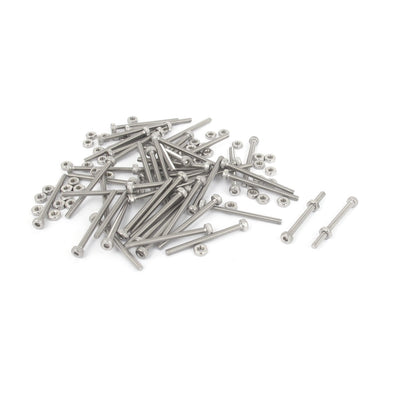 Harfington Uxcell M2x25mm Stainless Steel Hex Socket Head Knurled Cap Screws Bolts Nut Set 50Pcs