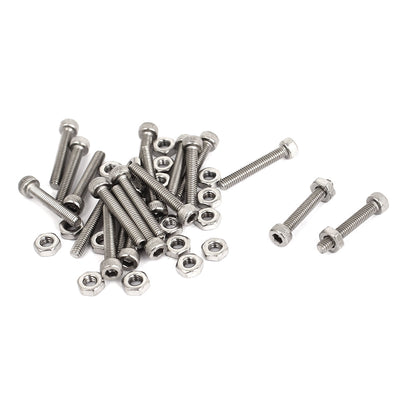 Harfington Uxcell M2.5x16mm Stainless Steel Hex Socket Head Knurled Cap Screws Bolts Nut Set 20Pcs