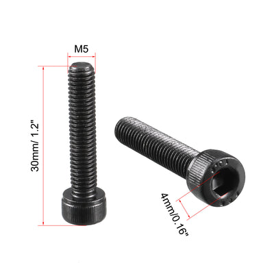 Harfington Uxcell M5 x 25mm 12.9 Alloy Steel Machine Bolt Hex Socket Head Cap Screws Black 30pcs