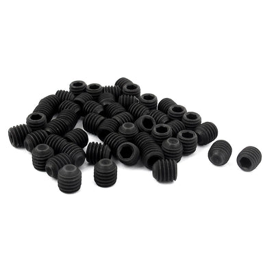 Harfington Uxcell M5 x 5mm 0.8mm Pitch Hex Socket Set Cup Point Grub Screws Black 50pcs