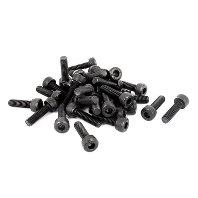 Harfington Uxcell M4 x 14mm 12.9 Alloy Steel Machine Bolt Hex Socket Head Cap Screws Black 30pcs