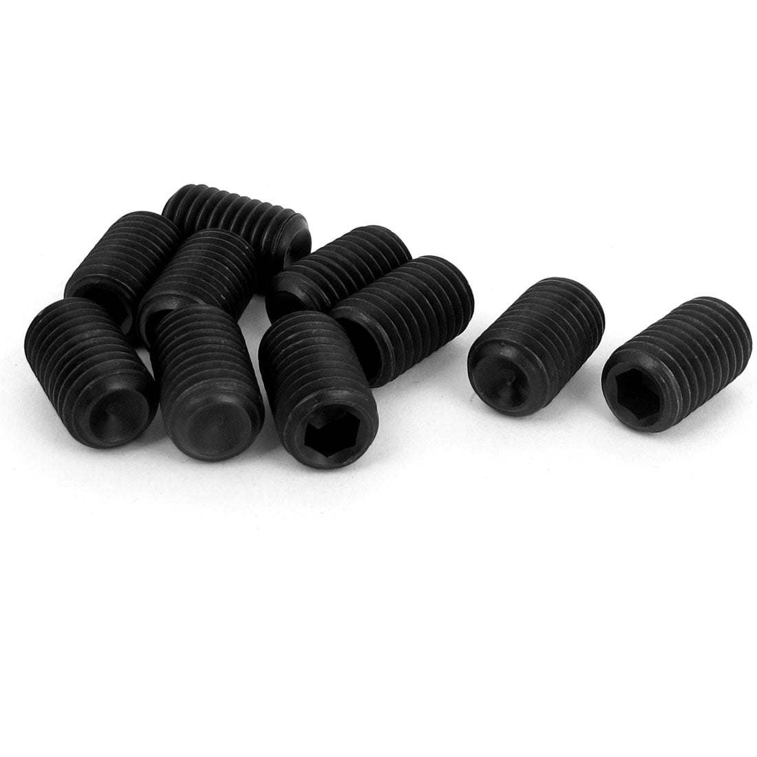 uxcell Uxcell M12 x 20mm 1.75mm Pitch Hex Socket Set Cup Point Grub Screws Black 10pcs