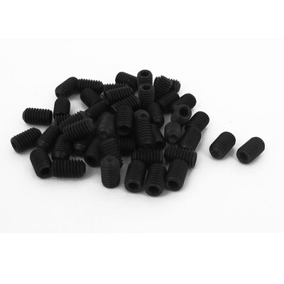 Harfington Uxcell M6 x 10mm 1mm Pitch Hex Socket Set Cup Point Grub Screws Black 50pcs