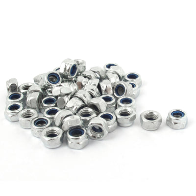 Harfington Uxcell M5x0.8mm Zinc Plated Nylock Self-Locking Nylon Insert Hex Lock Nuts 50pcs