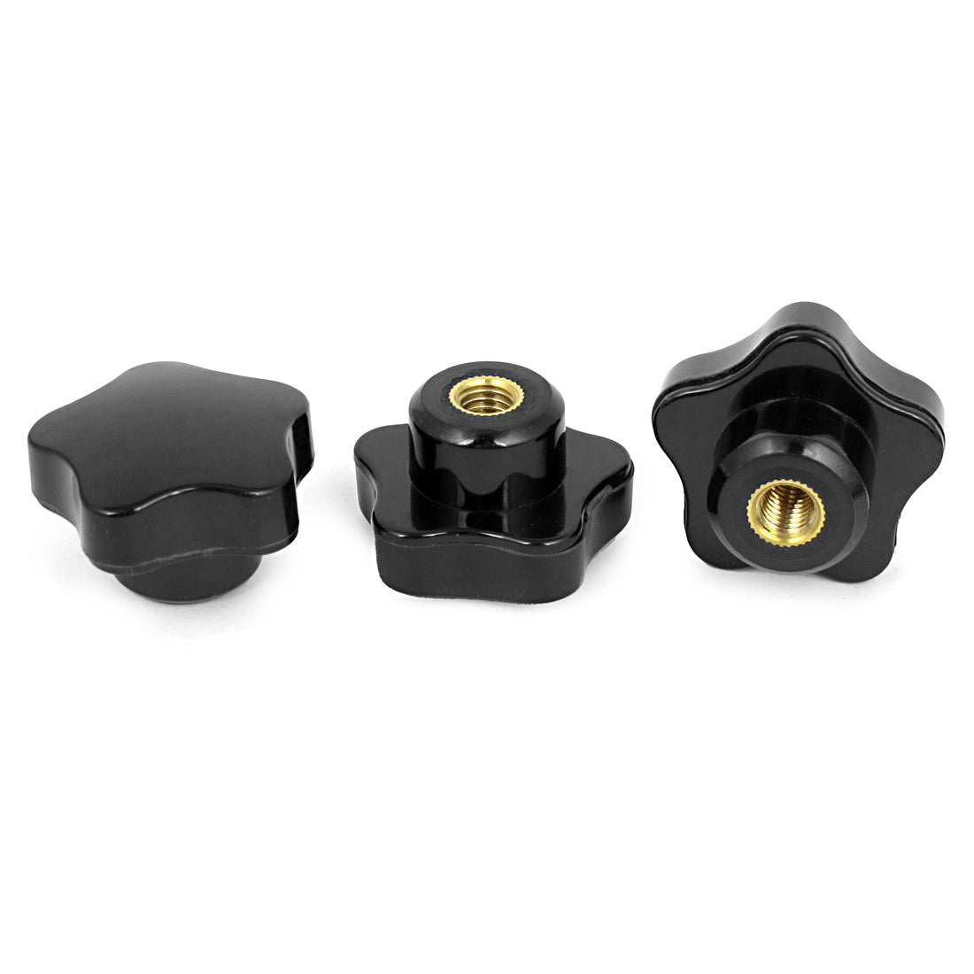 uxcell Uxcell M8 x 40mm Female Thread Plastic Star Head Clamping Knob Jig Black 3pcs