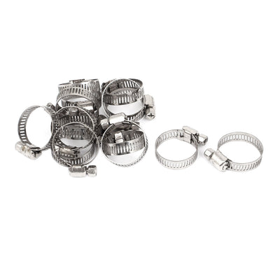 Harfington Uxcell 16mm to 25mm Metallic Pipe Hose Clamp Clip Silver Tone 15 Pcs