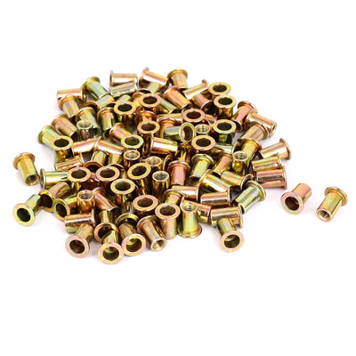 Harfington Uxcell 100 Pcs M6 Carbon Steel Round Body Flat Head Threaded Blind Rivet Nut Inserts