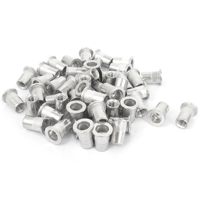 Harfington Uxcell 50 Pcs M6x15mm  Flat Head Ribbed Body Rivet Nut Insert Nutserts