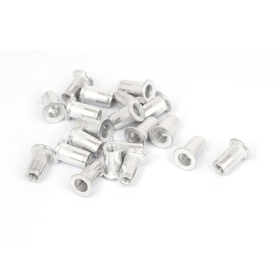 Harfington Uxcell 20pcs M5x13mm Flat Head Knurled Body Threaded Inserts Blind Rivet Nuts Nutserts