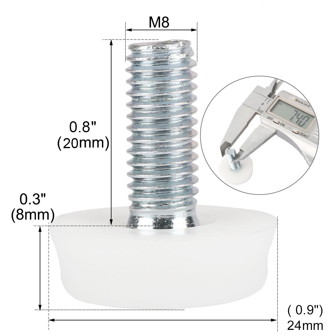 uxcell Uxcell M8 x 20mm Threaded Furniture Cabinet Screw On Leveling Glide Foot 20 Pcs